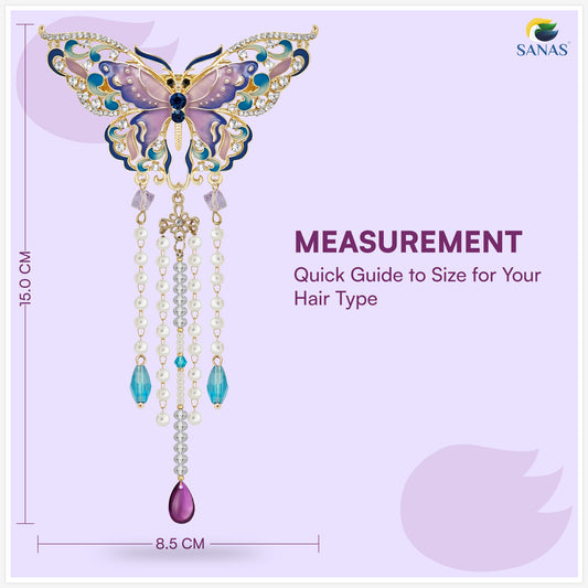 Sanas Multicolor Butterfly Barrette With Tassel 1 Pc