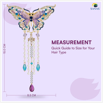 Sanas Multicolor Butterfly Barrette With Tassel 1 Pc