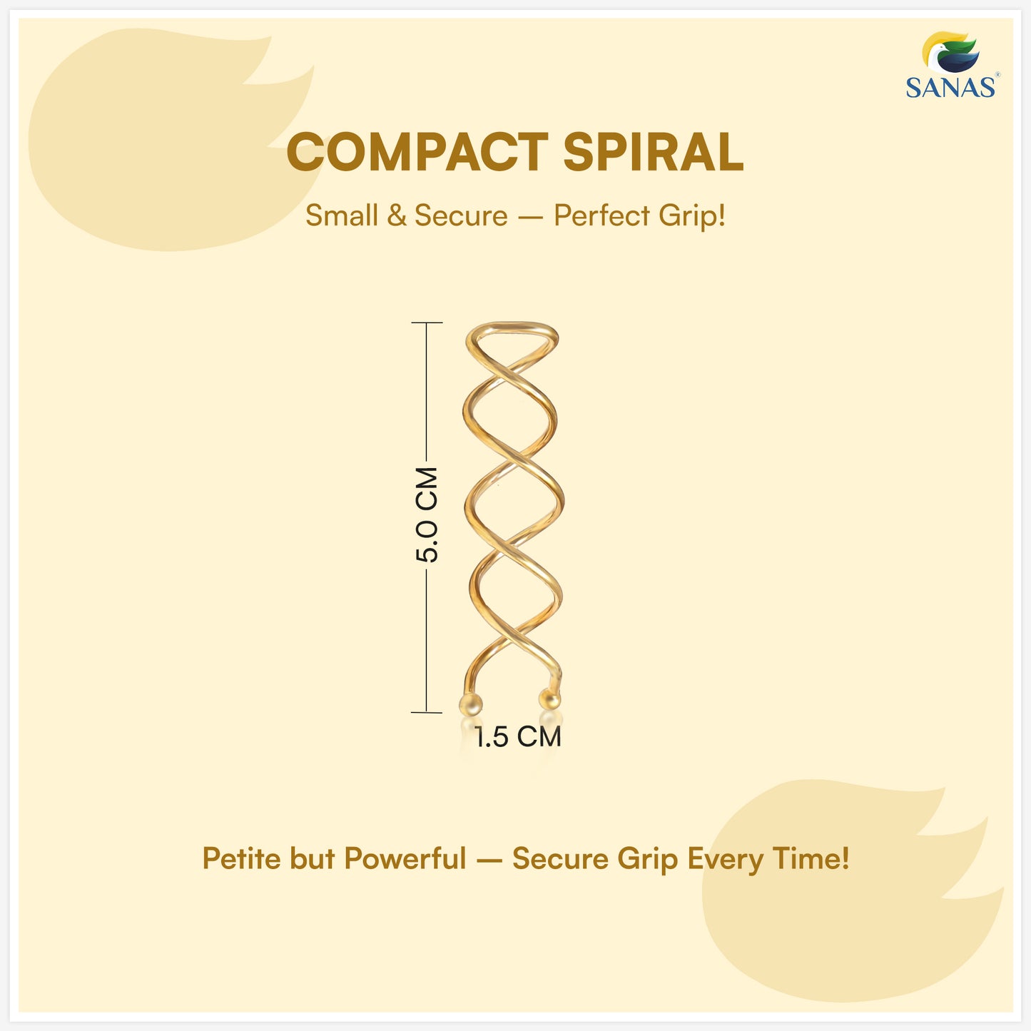 Sanas Spiral Hair Pins Golden 10 Pcs