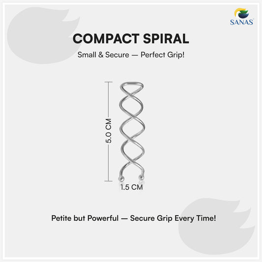 Sanas Spiral Silver Hair Clip 10 Pcs