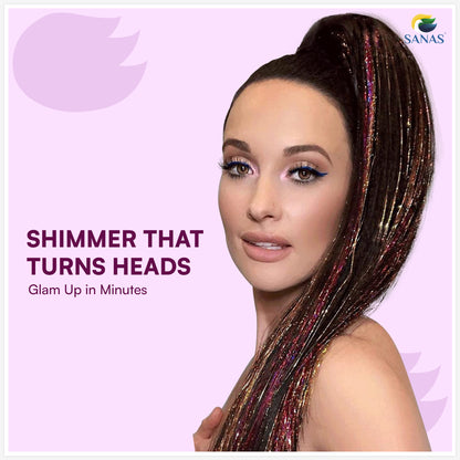 Sanas Glitter Hair Extensions Tinsel - 12Pcs