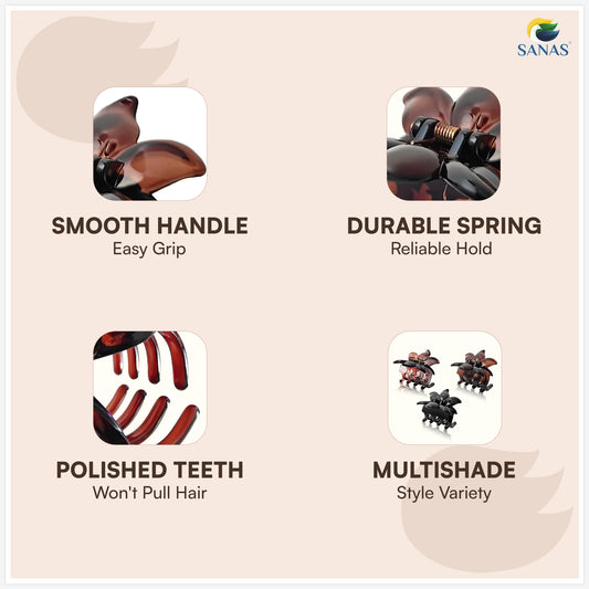 Sanas Flower Clips For Girls (3Pcs) Flower Clips For Women Hair Clips For Women Stylish Clutchers For Hair Claw Clip For Women Aesthetic Fashion Accessories For Girls Teenage (3Pcs)(3 Versatile Shades)