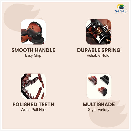 SANAS (4 Pcs) Stylish Small Hair Claw Clips Aesthetic Cute Hair Accessories for Women and Girls Versatile 4 Shades (4 Pcs)