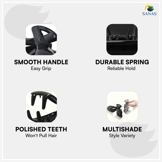 SANAS (2 Pcs) Hair Claw Clips Aesthetic Stylish Fashion Hair Accessories for Women and Girls Dual Everyday Shades (2 Pcs)