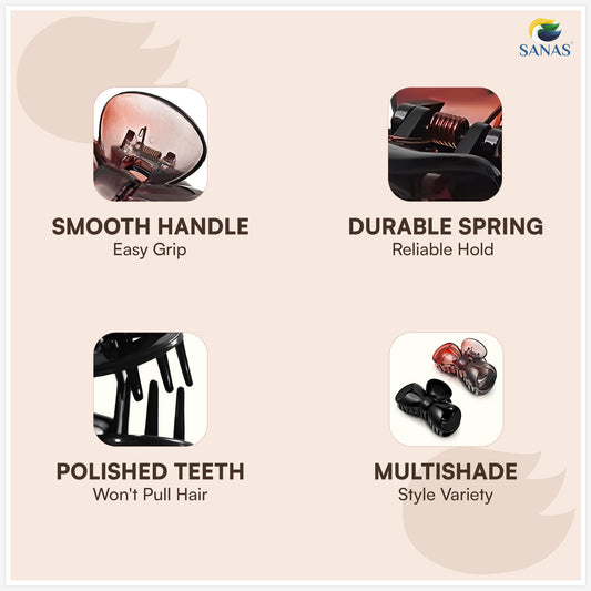 Sanas (2Pcs) Hair Clips For Girls Bow Hair Clips For Women Stylish Clutchers For Hair Claw Clips For Women Aesthetic Fashion Accessories For Girls Teenage Cute Accessories (Black & Dual Tone) (2Pcs)