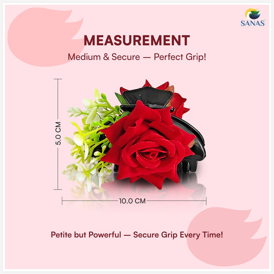 Sanas Red Rose Flower Clutcher For Women 1Pc