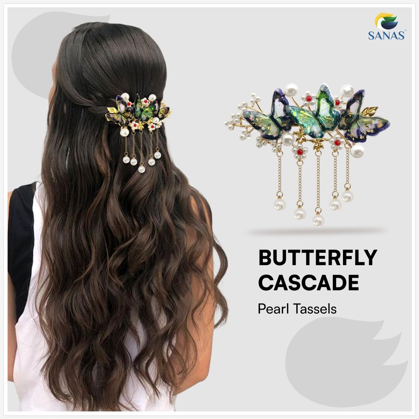 SANAS (1 Pc) Resin Butterfly Hair Clip Hair Accessories for Women and Girls (1 Pc)