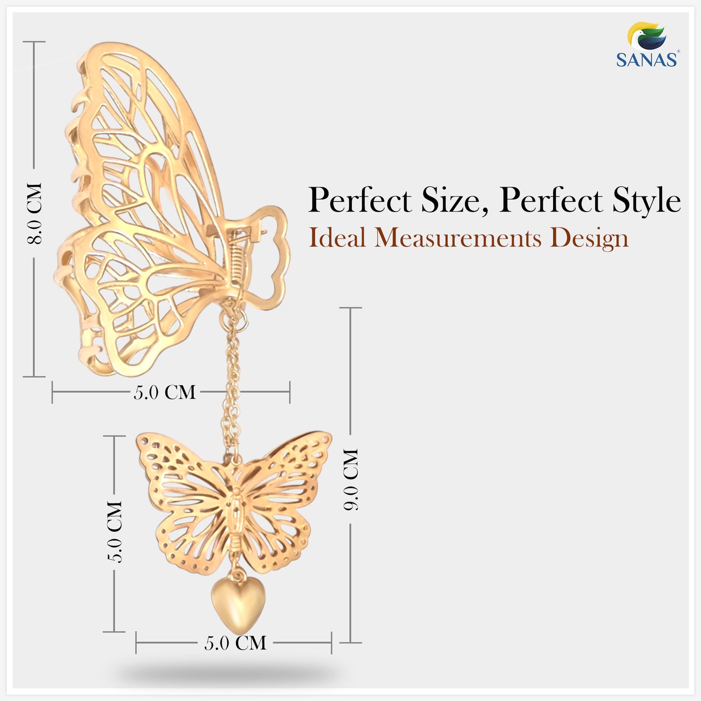 SANAS (2 Pcs) Metal Butterfly with Tassel Hair Accessories for Women and Girls (2 Pcs)