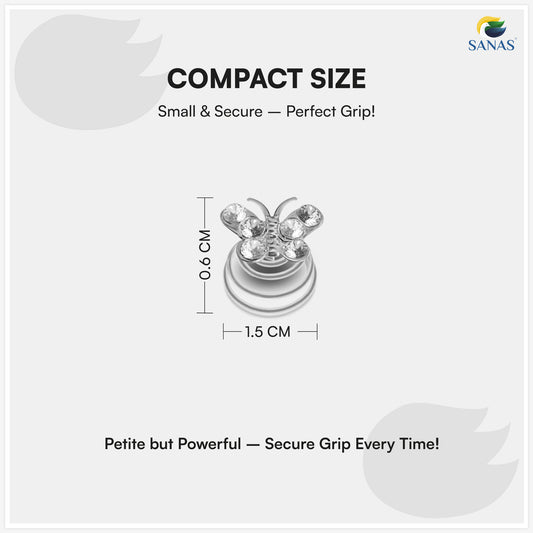 Sanas Crystal Butterfly Hair Bun Pin For Women Pack Of 12