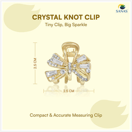 Sanas Tiny Crystal Knot Hair Clip For Women 1 Pc