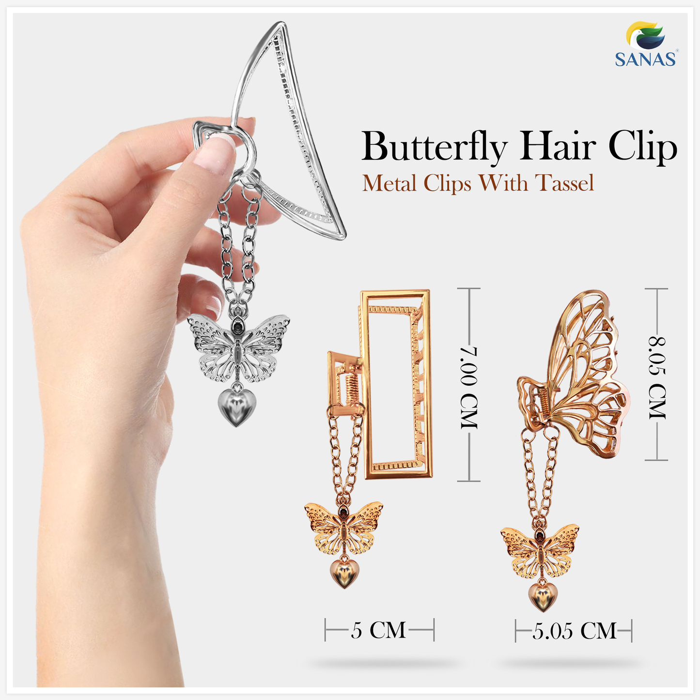Butterfly hair clips with strong claw grip hold