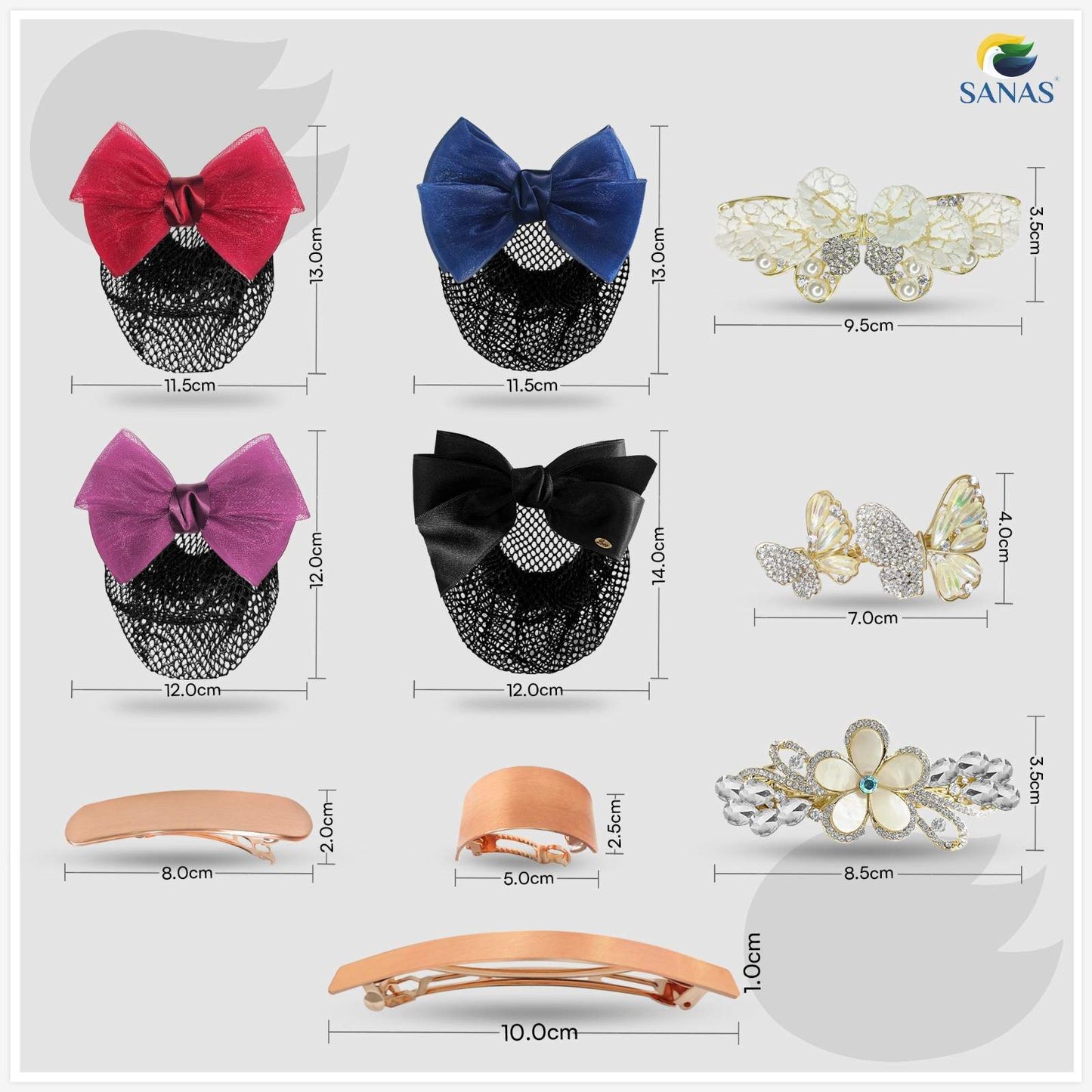 SANAS Glam Hair Accessories for Woman – Premium Hair Clips for Woman Set with Pearl & Butterfly Hair Clips, Metal Hair Barrettes for Hair Bun, Wedding & Party Wear