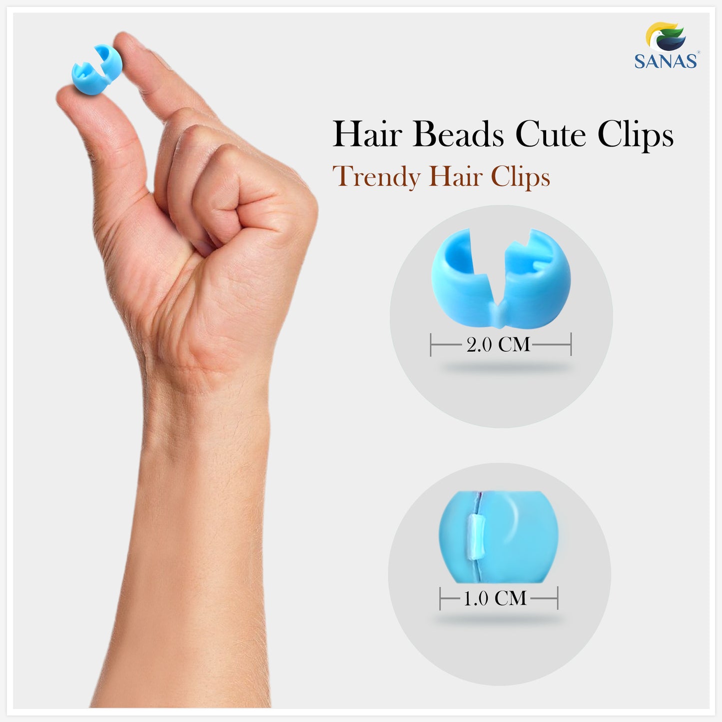 Sanas Cute Beads Baby Hair Clip - 100Pcs