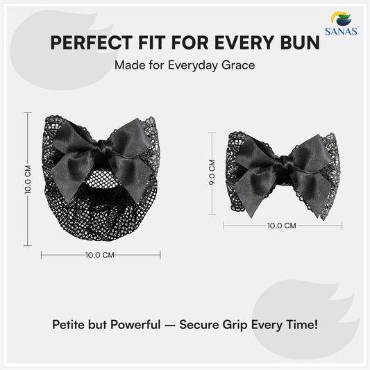 Sanas  Ribbon Barrette Bow Net (Black Net) 1 Pc