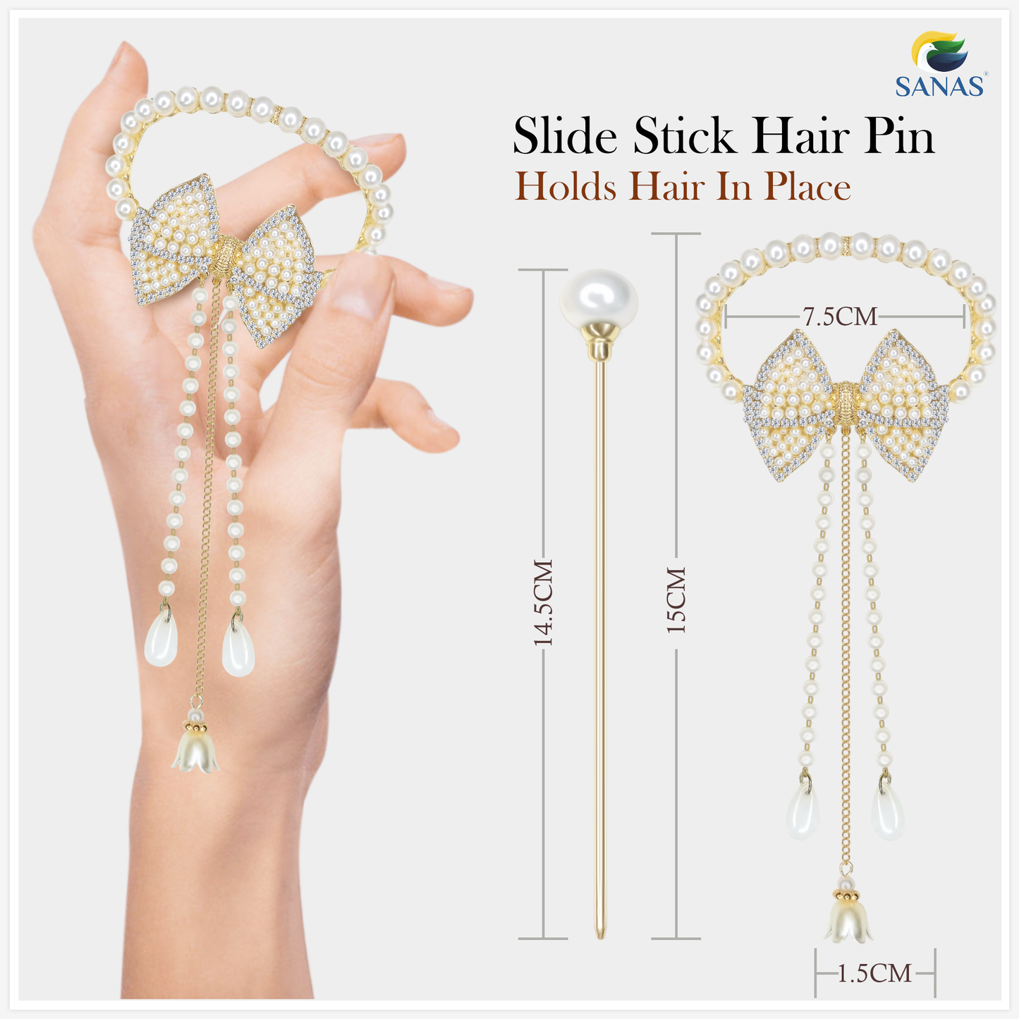 Luxury Pearl Bow Hairpin with Tassel for Bridal Wedding Hair Styling