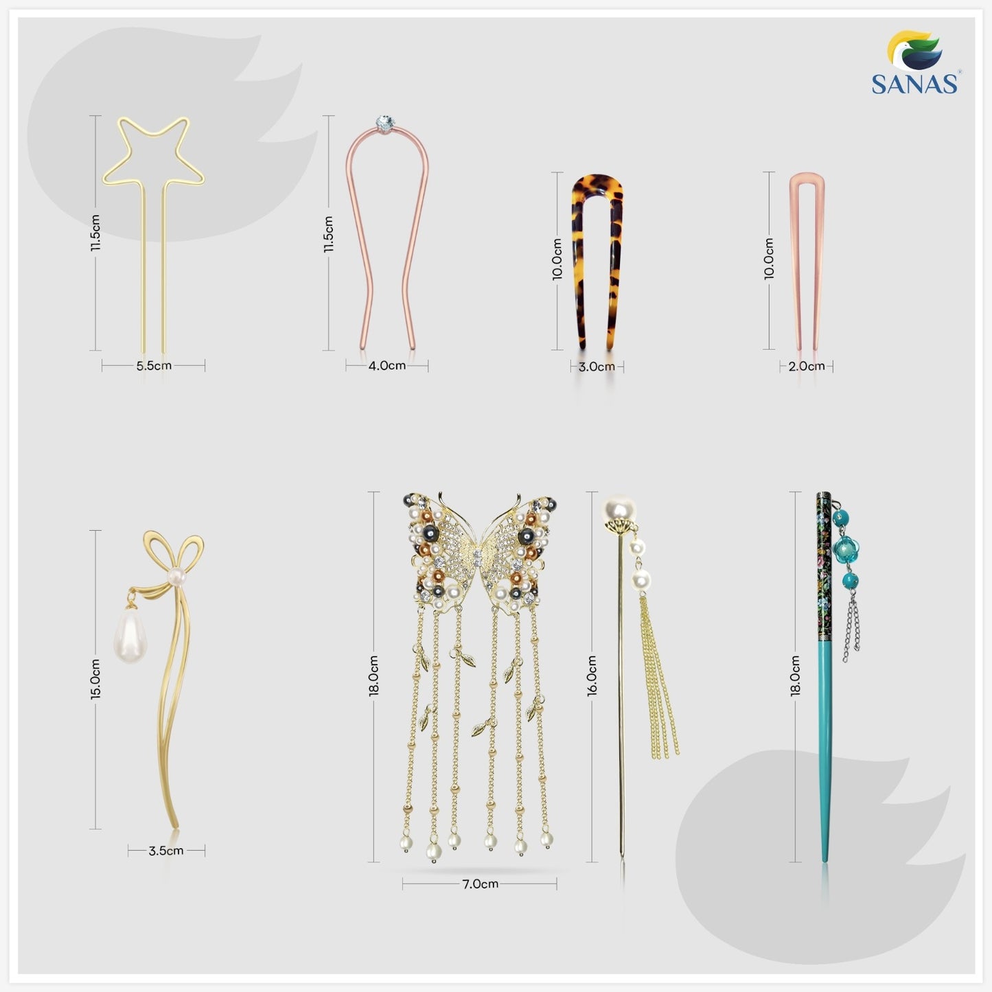 Sanas Juda Stick Set – Pick Any 4 Hair Stick for Bun | French Pins for Hair, Metal & Wooden Hair Stick, Pearl Hair Pin & Bun Holder for Hair | Elegant Hair Sticks for Bun & French Twist Styling for Women