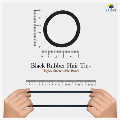 Sanas Black Korean Rubber Hair Band - 30Pcs