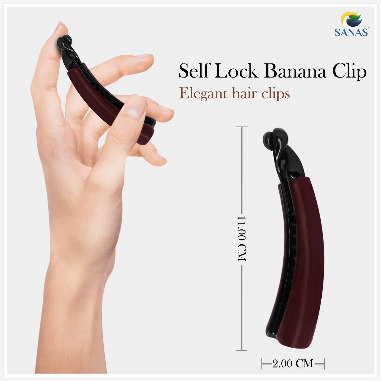 Sanas Acrylic Banana Hair Clip for Women - 6Pcs
