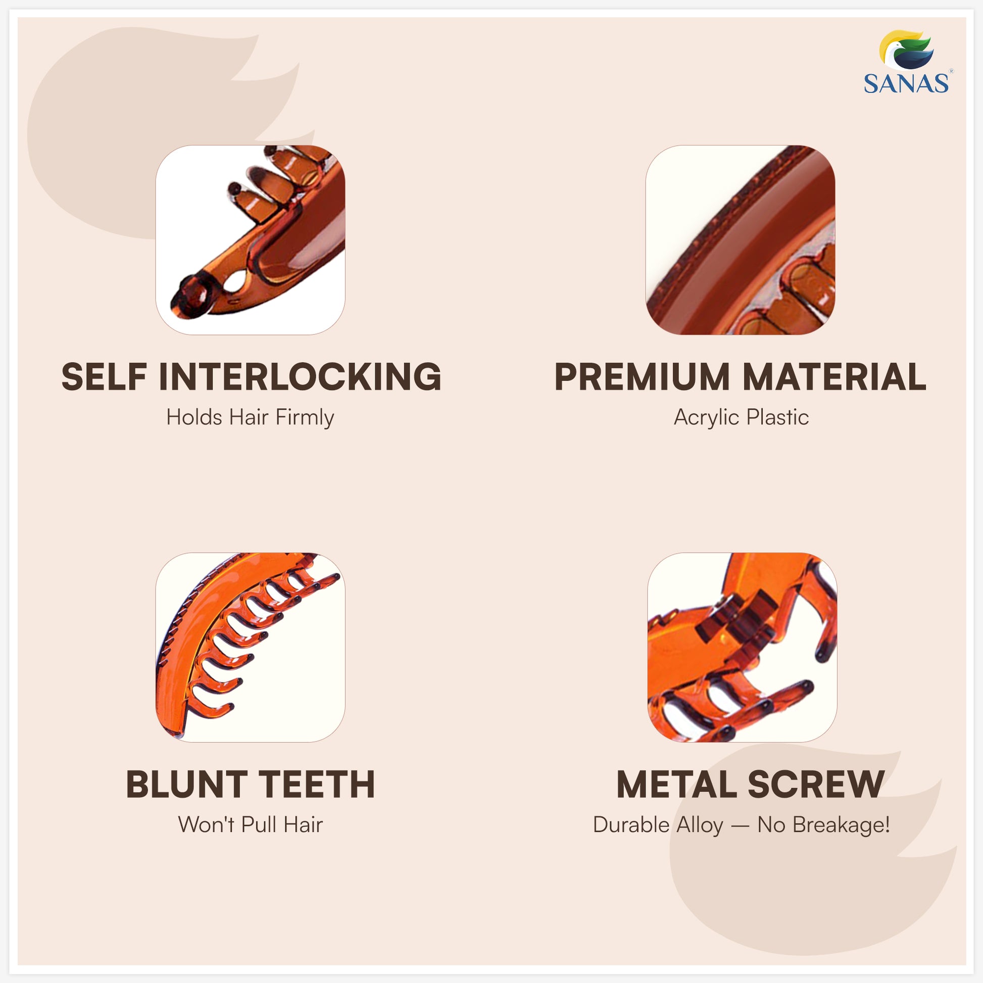 Banana hair clips for women – Sanas 2 pcs hair accessory