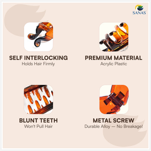 Sanas Rhinestone Banana Hair Clip For Women 1Pc