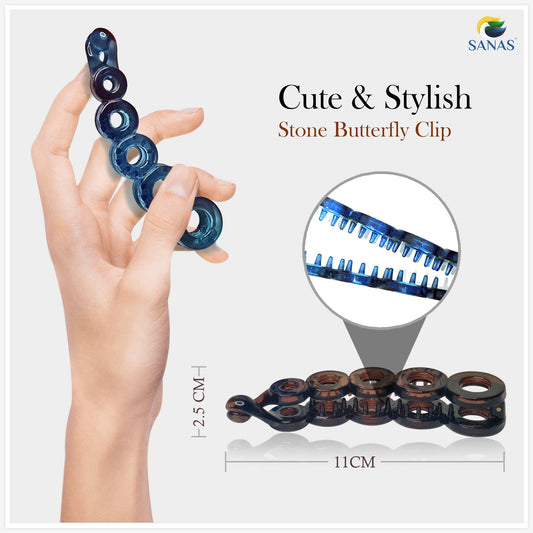 Sanas Acrylic Self Lock Banana Hair Clip - 2Pcs