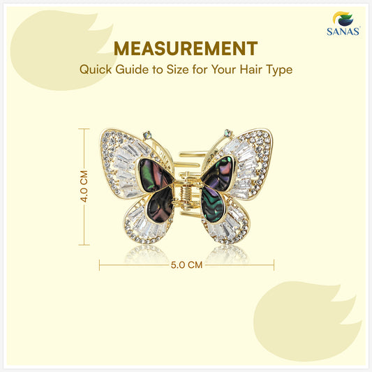 Crystal butterfly clip with strong claw grip for women