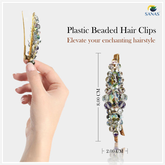 Sanas Beaded Hair Clips for Women - 3Pcs