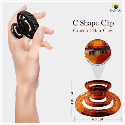 SANAS (4 Pcs) Acrylic Hair Clips Medium Trendy Non Slip Claw Clips Hair Accessories for Women (4 Pcs)
