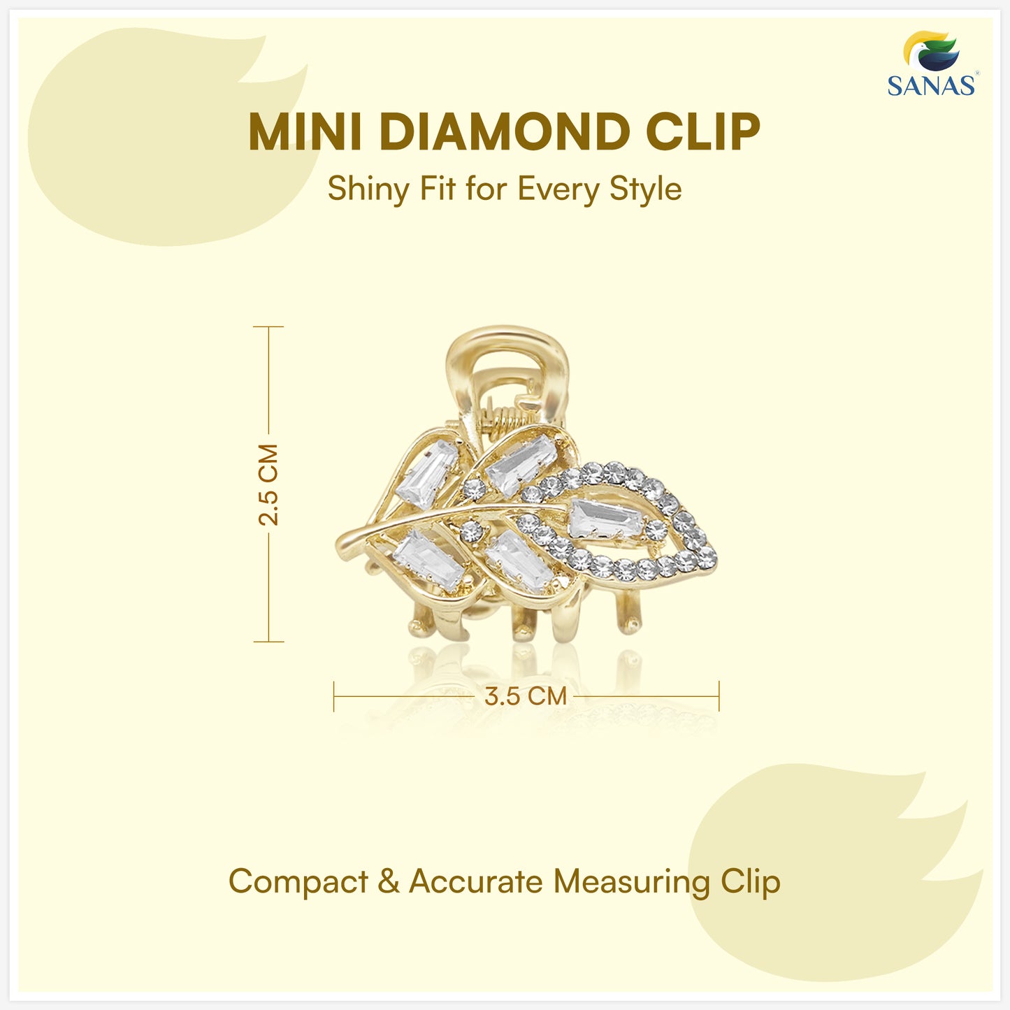 Elegant Golden Hair Clip with Crystal Rhinestones for Women