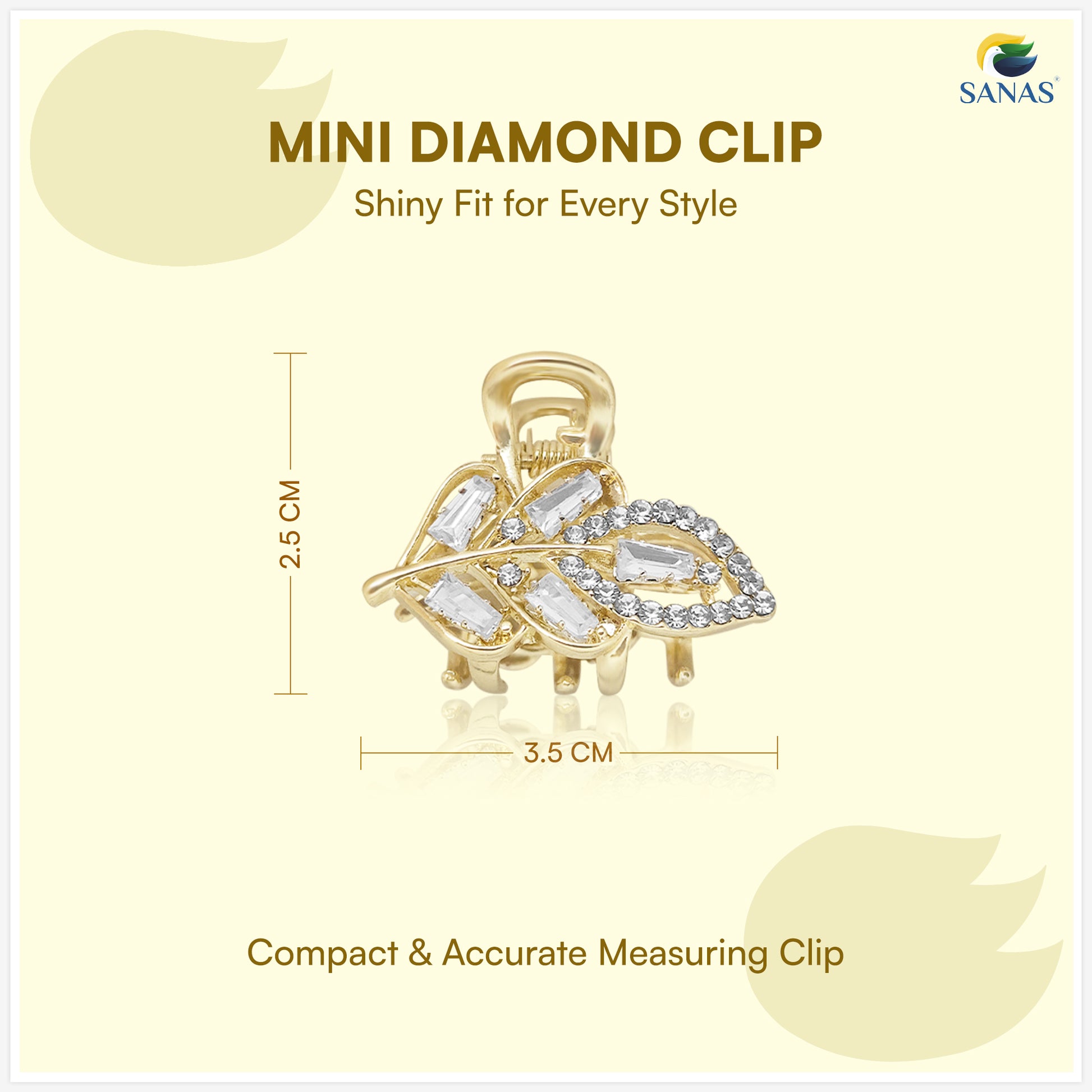 Elegant Golden Hair Clip with Crystal Rhinestones for Women