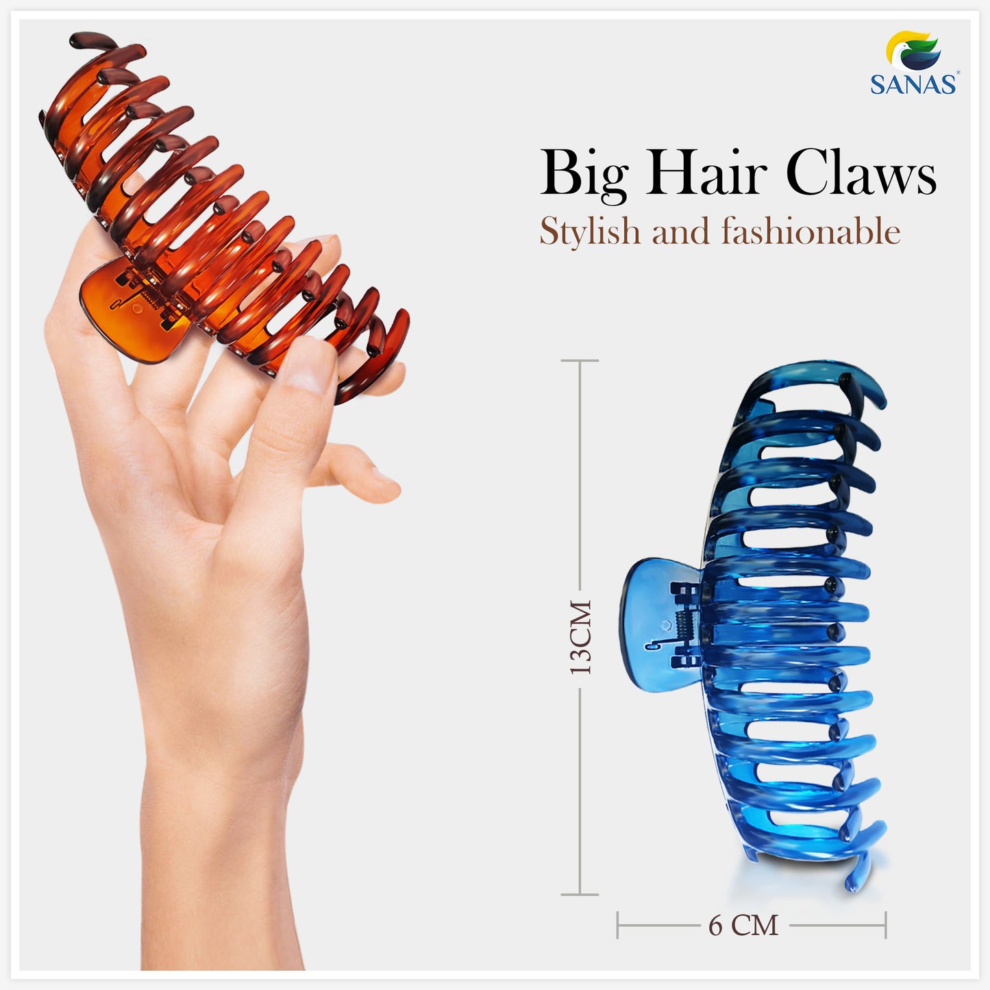 Sanas Large Hair Claw - 3Pcs