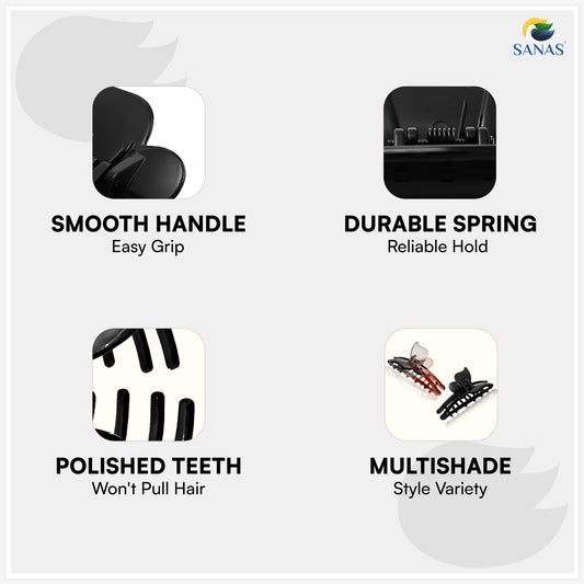 SANAS (2 Pcs) Butterfly Hair Claw Clips Stylish Aesthetic Clutchers Hair Accessories for Women and Girls Trendy Black and Dual Tone (2 Pcs)