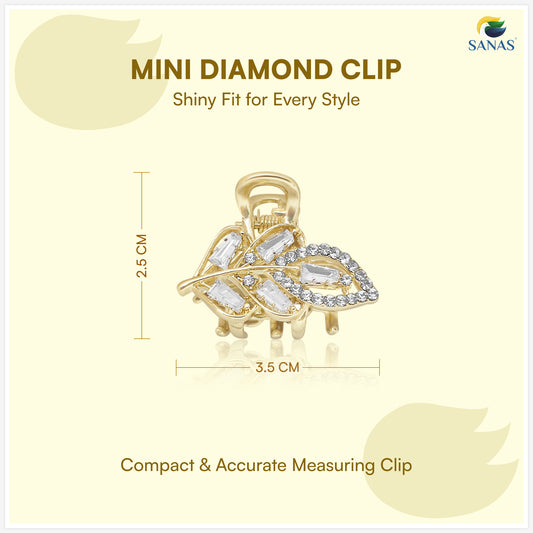 Sanas Mini Leaf Diamond Hair Clip 1 Pc