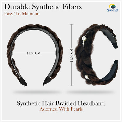 Sanas Artificial Hair Braided Pearl Hairband - 1Pc