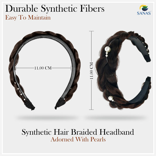 Sanas Artificial Hair Braided Pearl Hairband - 1Pc