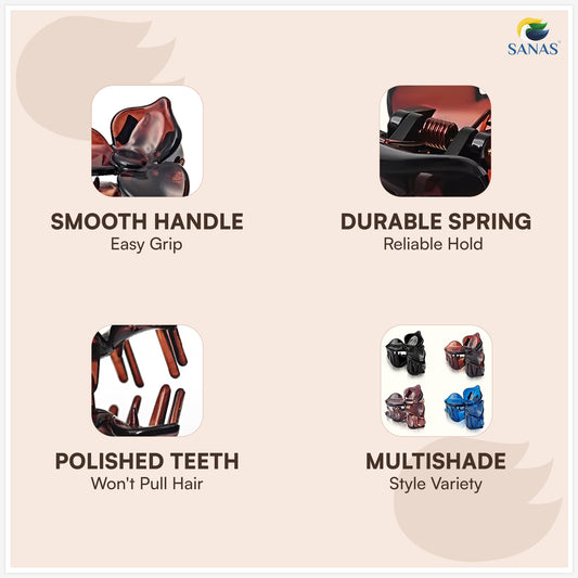 Sanas (4Pcs) Flower Clips For Girls Flower Clips For Women Hair Clips For Women Stylish Clutchers For Hair Claw Clip For Women Aesthetic Fashion Accessories For Girls Teenage (4 Versatile Shades) (4Pcs)