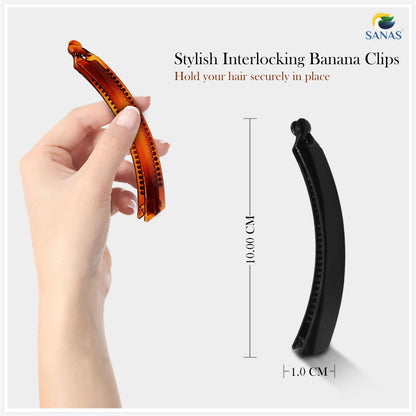 Sanas Korean Hair Accessories Banana Clips - 4Pcs