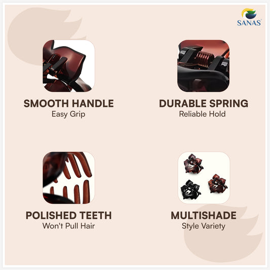 Sanas (3Pcs) Flower Clips For Girls Flower Clips For Women Hair Clips For Women Stylish Clutchers For Hair Claw Clip For Women Aesthetic Fashion Accessories For Girls Teenage (Versatile 3 Shade)(3Pcs)