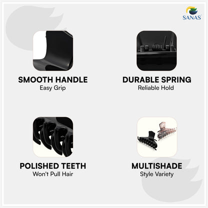 SANAS (2 Pcs) Stylish Hair Clips Clutchers Claw Clips Hair Accessories for Women and Girls (2 Pcs)