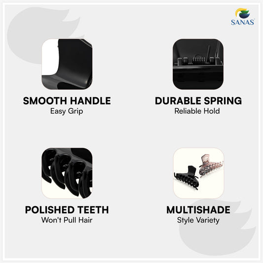 SANAS (2 Pcs) Stylish Hair Clips Clutchers Claw Clips Hair Accessories for Women and Girls (2 Pcs)