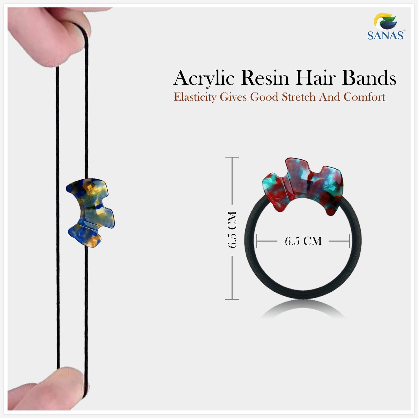 Sanas Resin Rubber Bands for Girls 10Pcs