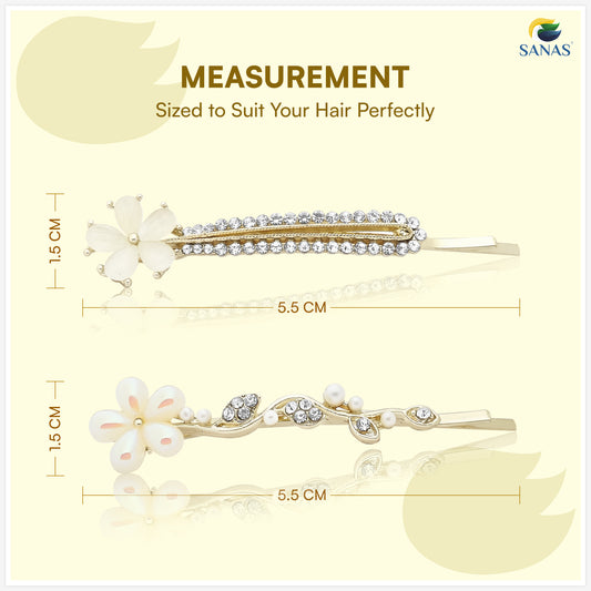 Sanas Flower Bobby Pins For Women 2 Pcs