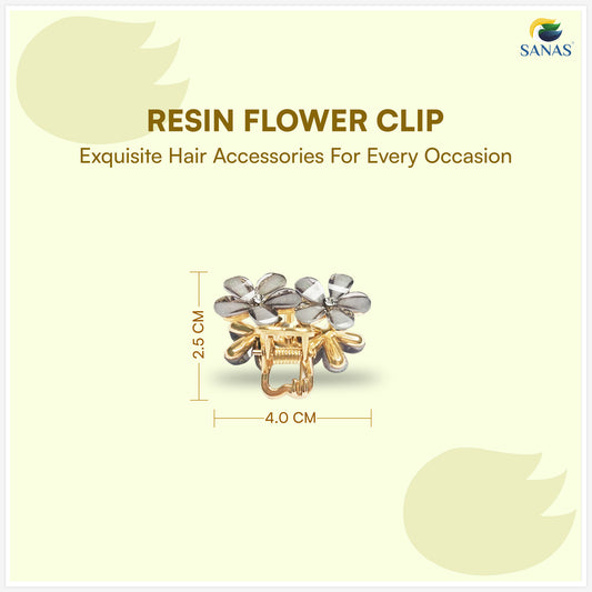 Floral hair clip with sparkling rhinestones strong grip claw clip