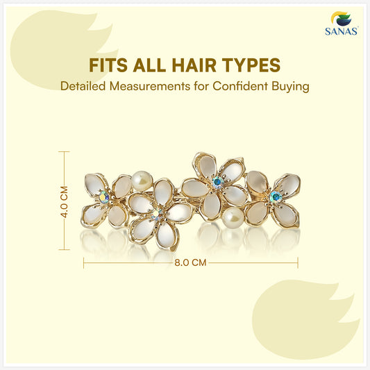 Sanas Flower Rhinestone Barrette For Women 1 Pc