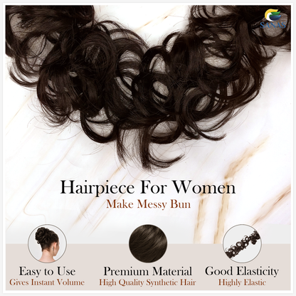Brown synthetic hair extension for women messy bun hairstyle