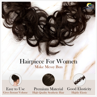 Brown synthetic hair extension for women messy bun hairstyle