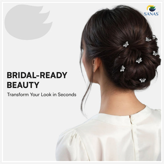 Sanas Crystal Butterfly Hair Bun Pin For Women Pack Of 12
