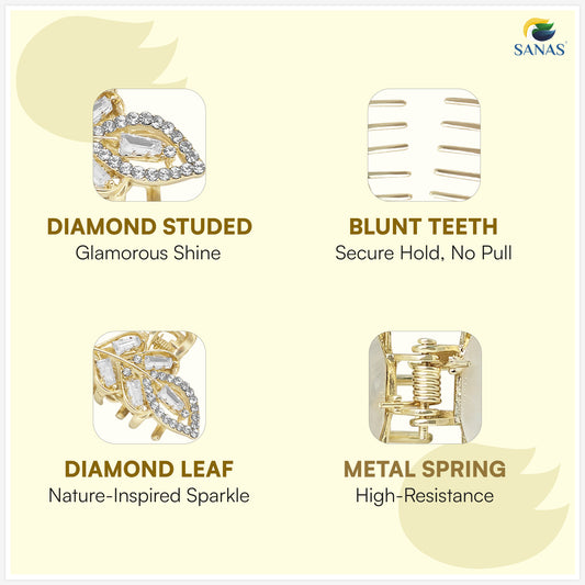 Sanas Mini Leaf Diamond Hair Clip 1 Pc