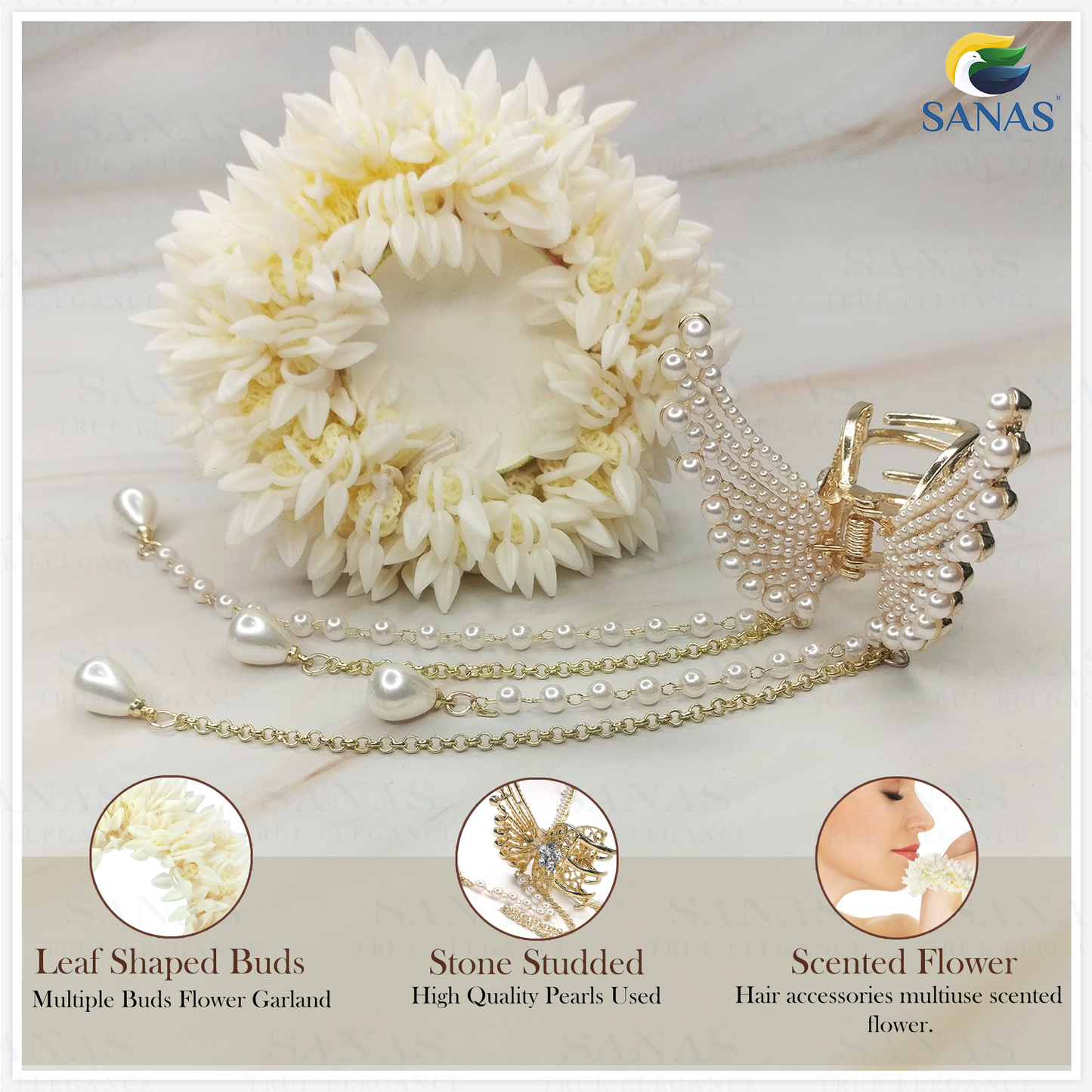 Hair bun with gajra accessory for weddings and parties