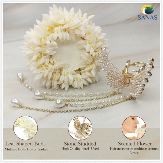 Hair bun with gajra accessory for weddings and parties